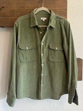 Reiss Corduroy Button Down Overshirt Shirt Jacket Sage Green XL